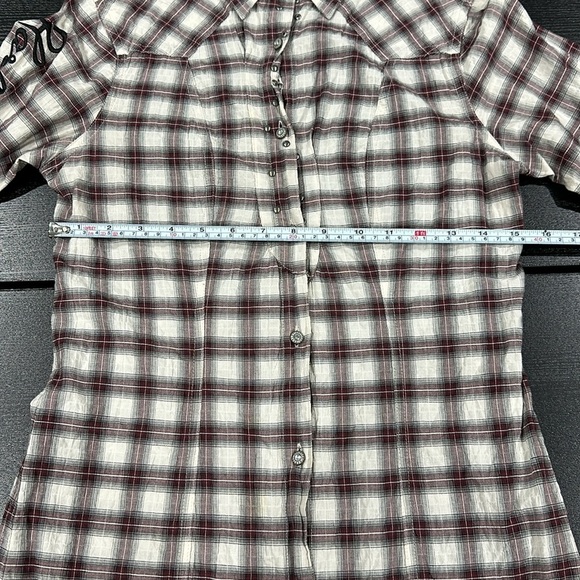 Harley-Davidson Embellished Wing with Raw Edge Applique Plaid Long Sleeve Shirt - Picture 8 of 12